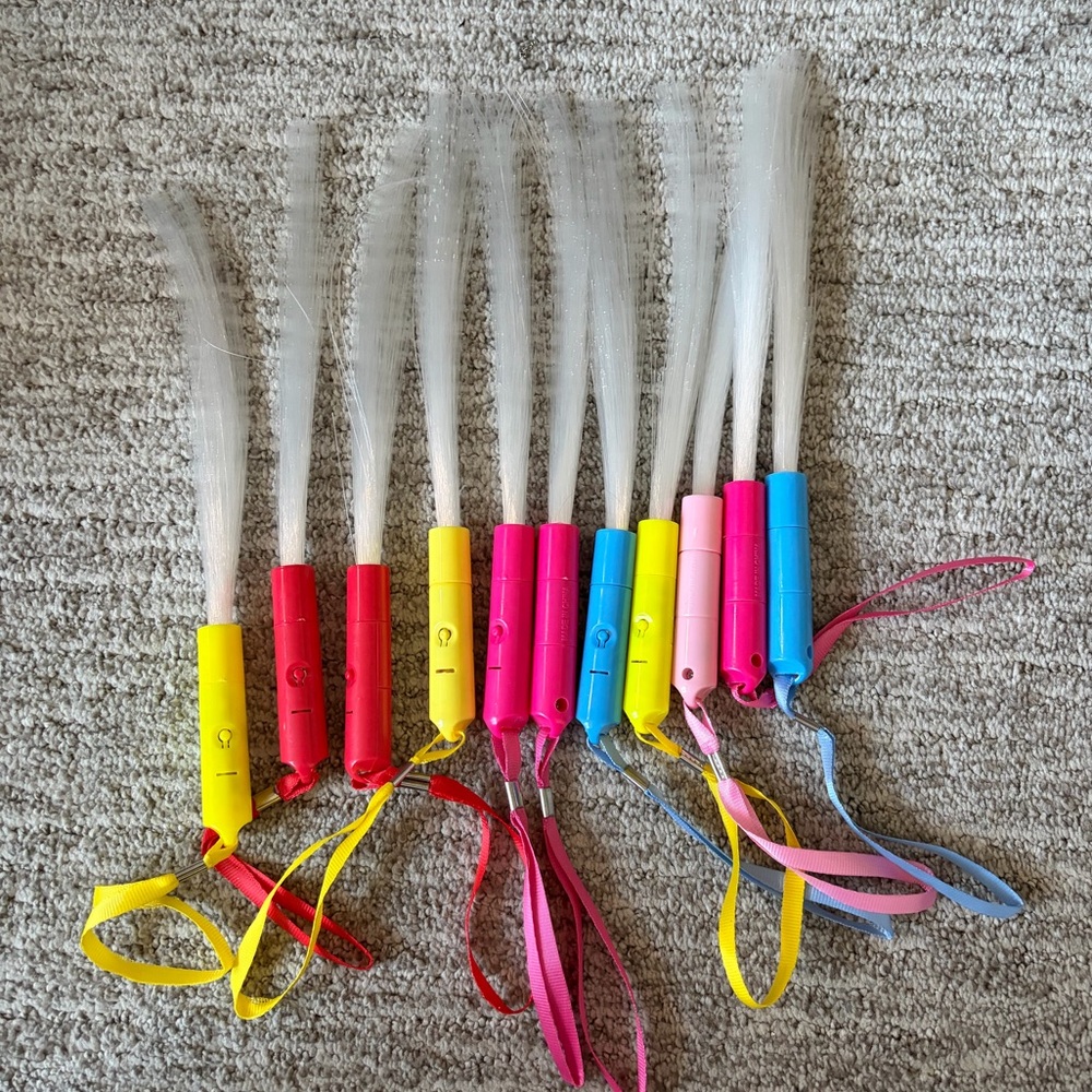 11 Colorful LED Fiber Optic Wands